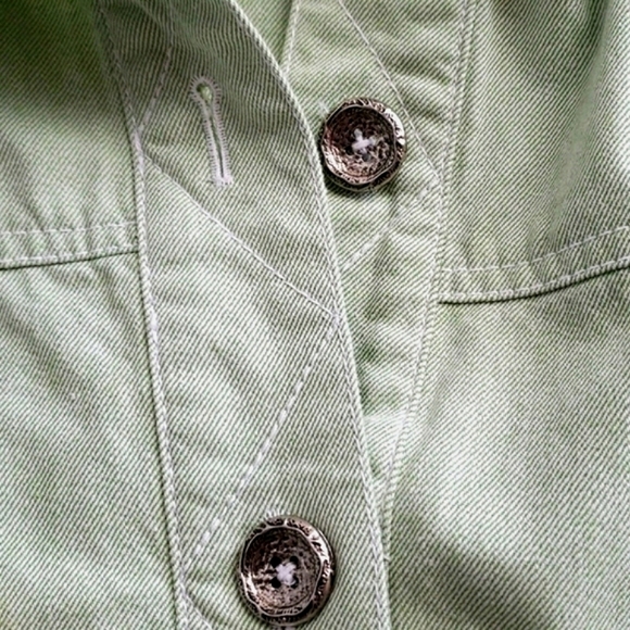 SUSAN GRAVER DENIM JACKET SZ L LIGHT GREEN - Picture 5 of 8